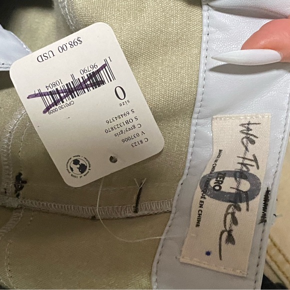 free people gray straight leg leather pants 0 - Picture 6 of 6